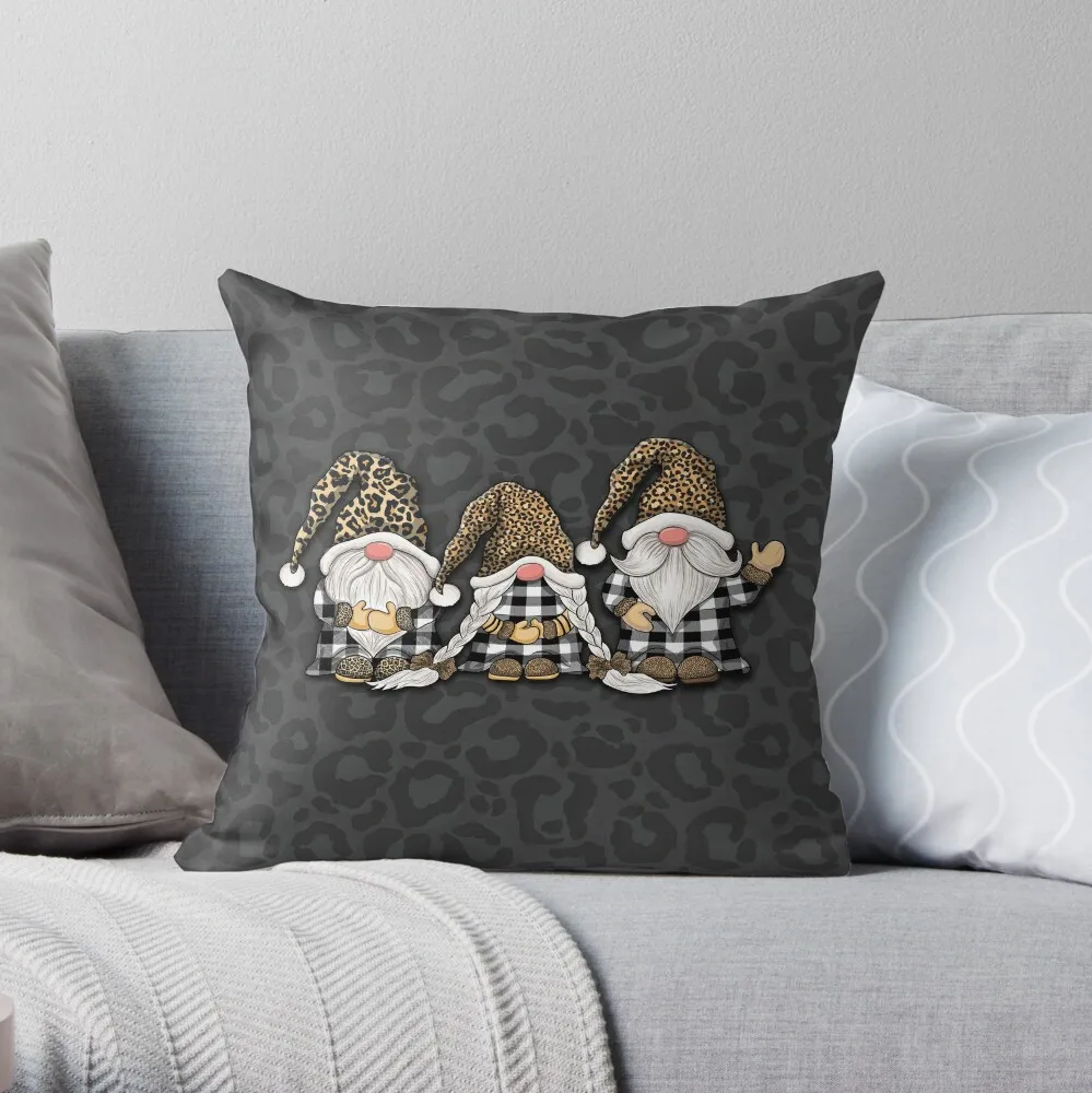 

Cute Gnomes Leopard checkPlaid pattern Christmas gnome Throw Pillow Christmas Pillow Covers Sofa Cushions Sofas Covers
