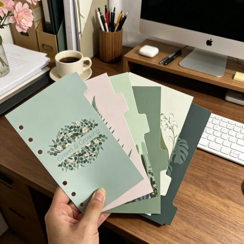 Green Plant Index Partition Inner Core for Binder Planner Notebook - Stationery Paper Divider Accessory