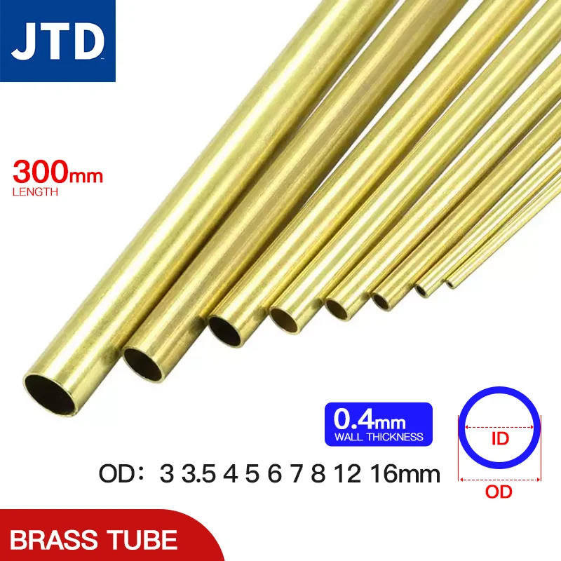 JTD Brass pipe 0.4mm wall thickness 312 OD brass tube 300mm length