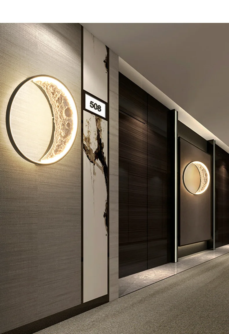 

New Crescent Lamp Indoor Wall Lamp Corridor Hall Hall Porch Moon Mural Lamp Bedroom Bedside Creative Moon Background Wall Light