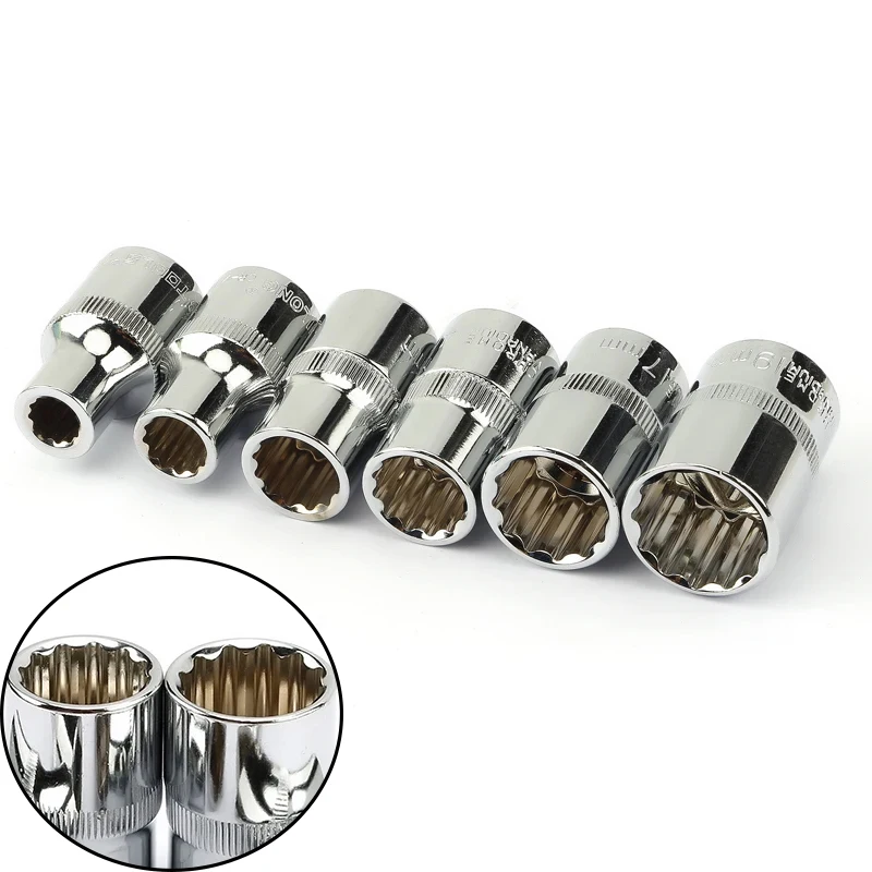6Pcs-12-Point-1-2-Inch-Drive-Sockets-Set-Metric-Mirror-Socket-for ...
