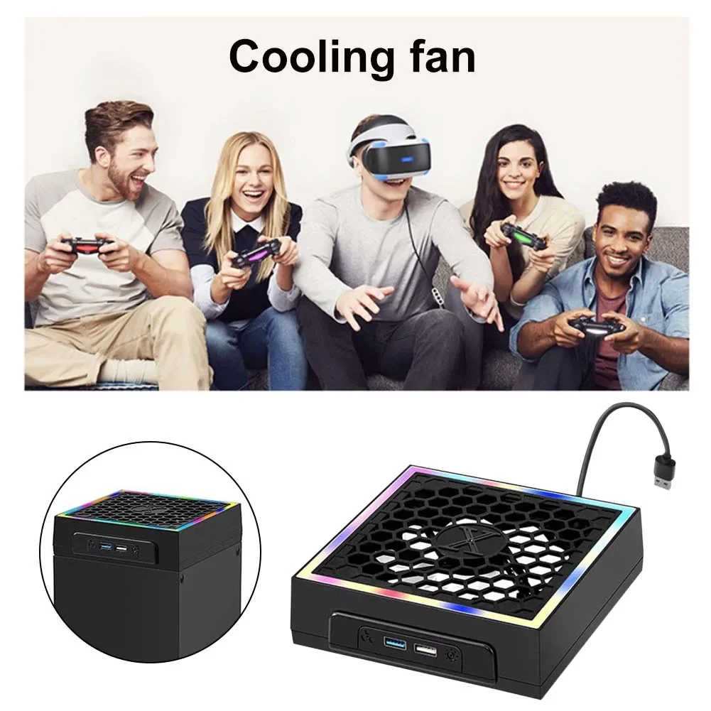 Cooling Fan Top Dust Proof Cover 3 Speed Adjustable Fan Cooling System RGB Breathing Light 2 USB for Xbox Series X Game Console