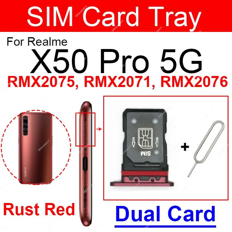 SIM Card Tray For Realme X50 5G X50 Pro Player X50M 5G Dual Nano