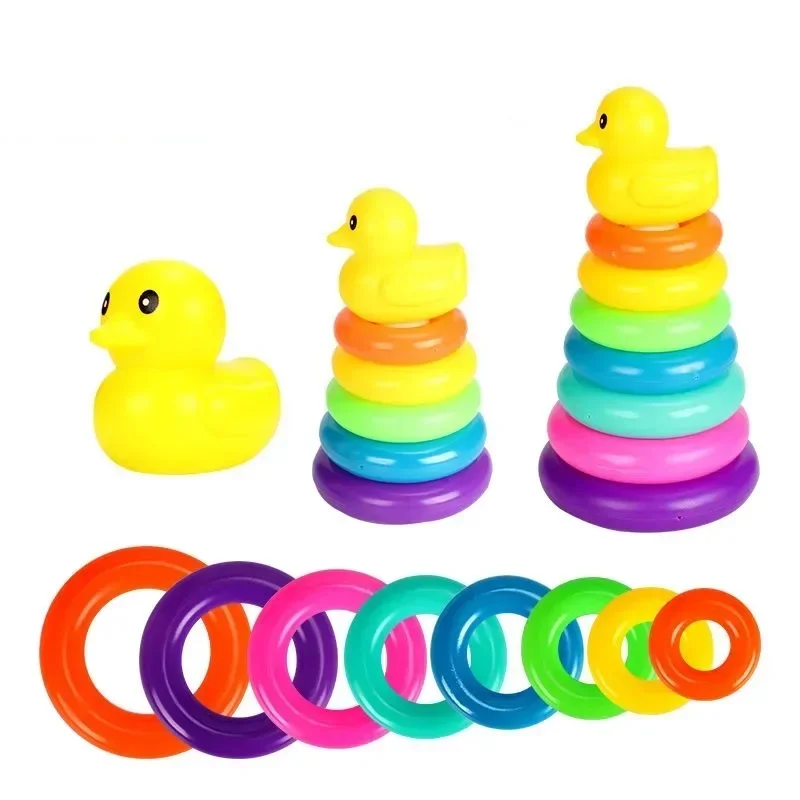 Montessori Rainbow Stacking Toys Stacking Tower Soft Ring Stacker Baby Toys For Toddlers 1-3 Early Education Learning 6 12 Month