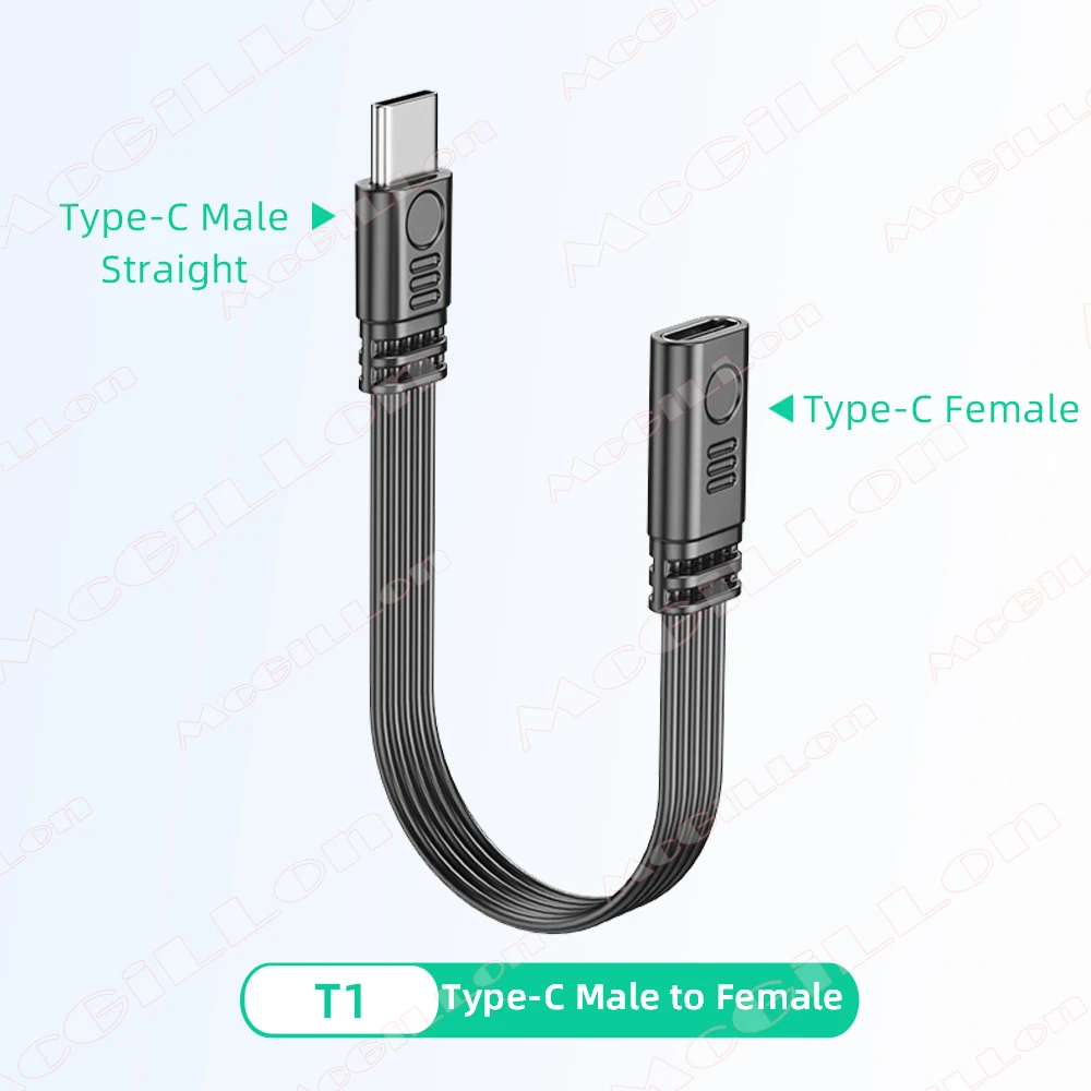 Angled USB-C Extension Cable - Fast Charging Data Cord