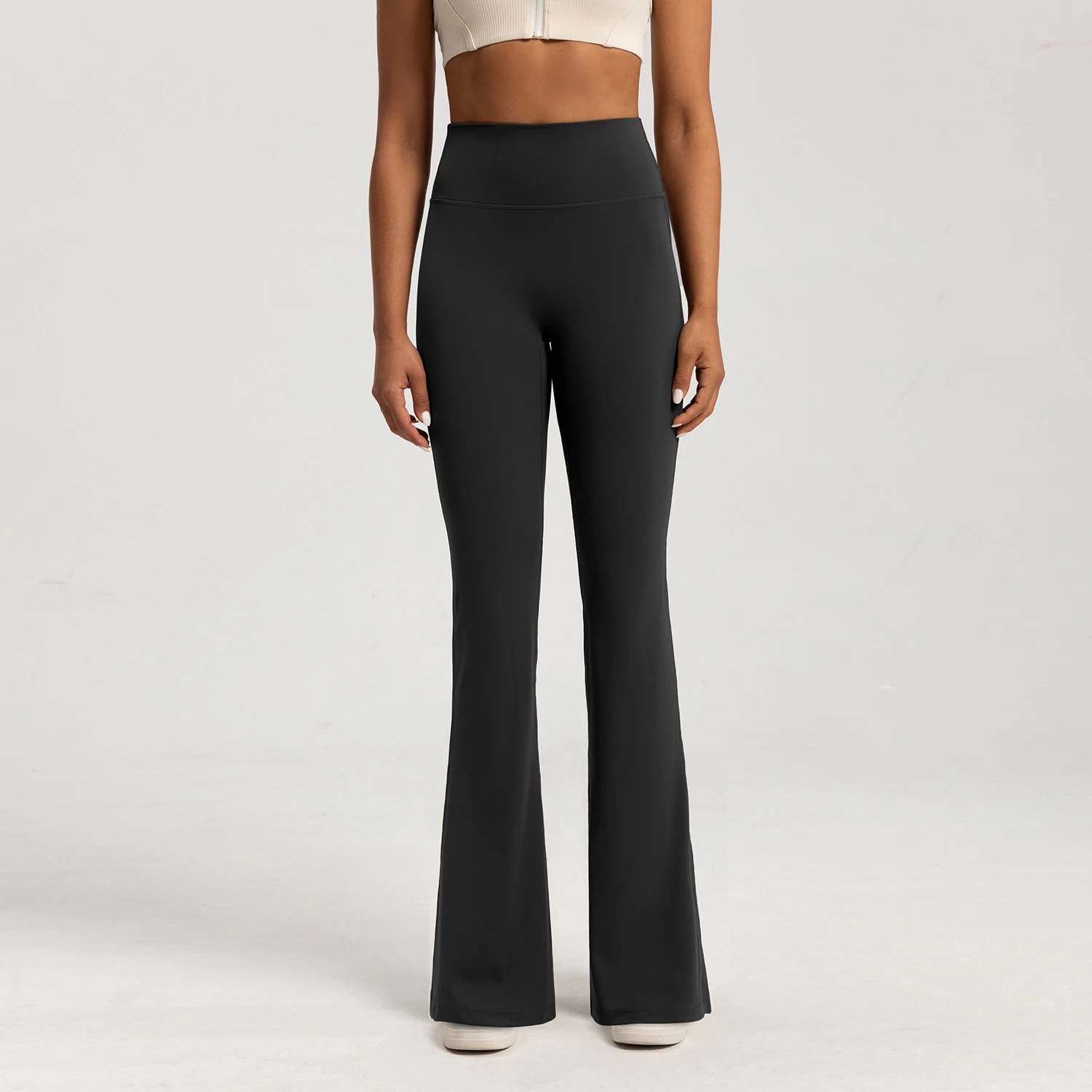 سراويل يوجا واسعة الساق عالية الخصر للسيدات ذات ملمس عاري ورفع البطن والتحكم في تشغيل التمارين الرياضية