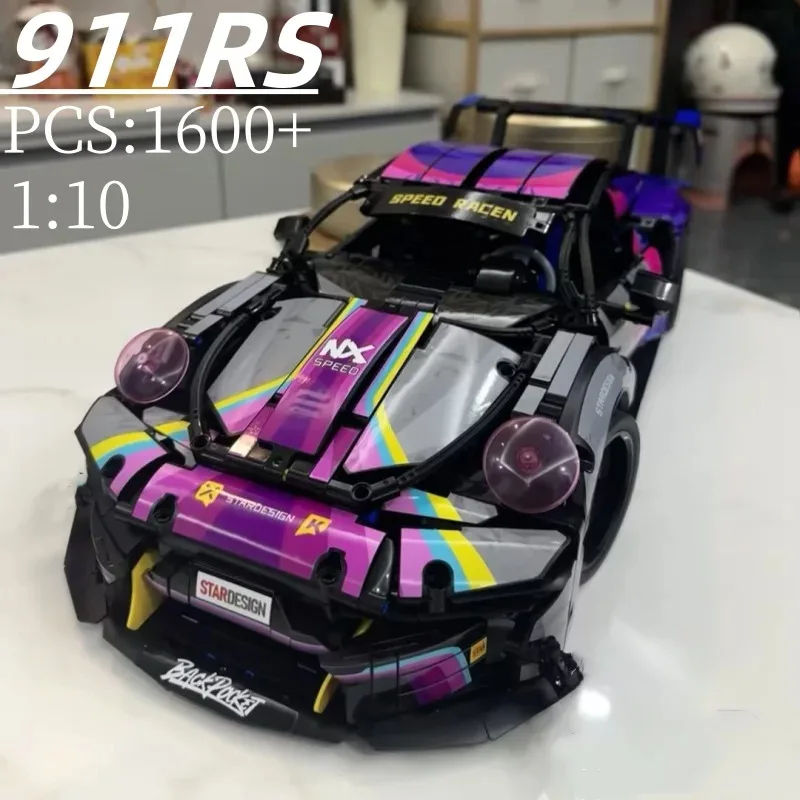New 1:10 Technical 1611Pcs Racing Sport Car Model Building Blocks Mechanical Speed Vehicle Supercar Brick Toy Kid Boy Adult Gift