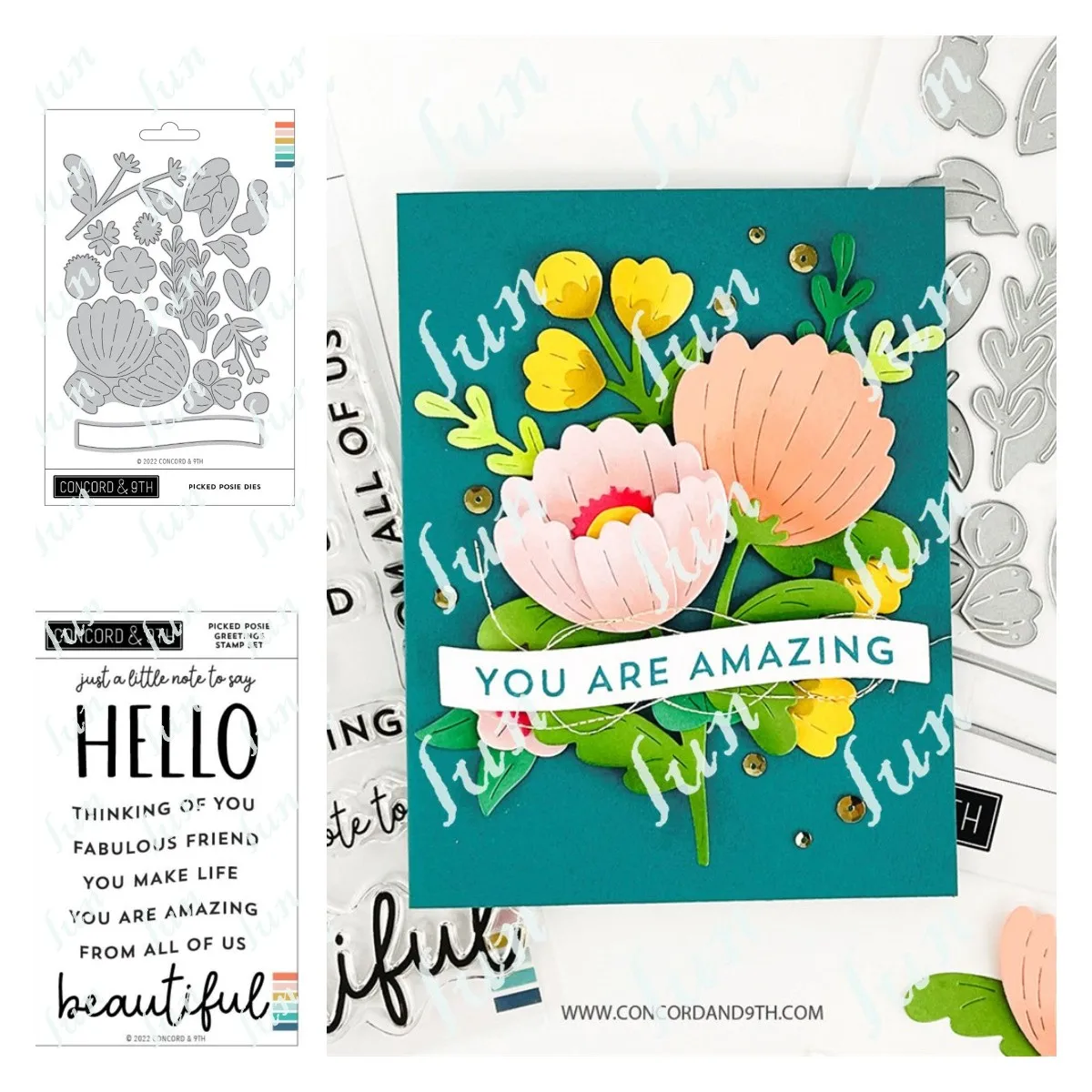 

2022 Spring Newest Flowers Picked Posie Clear Stamps and Metal Cutting Dies Sets for Diy Craft Making Greeting Card Scrapbooking