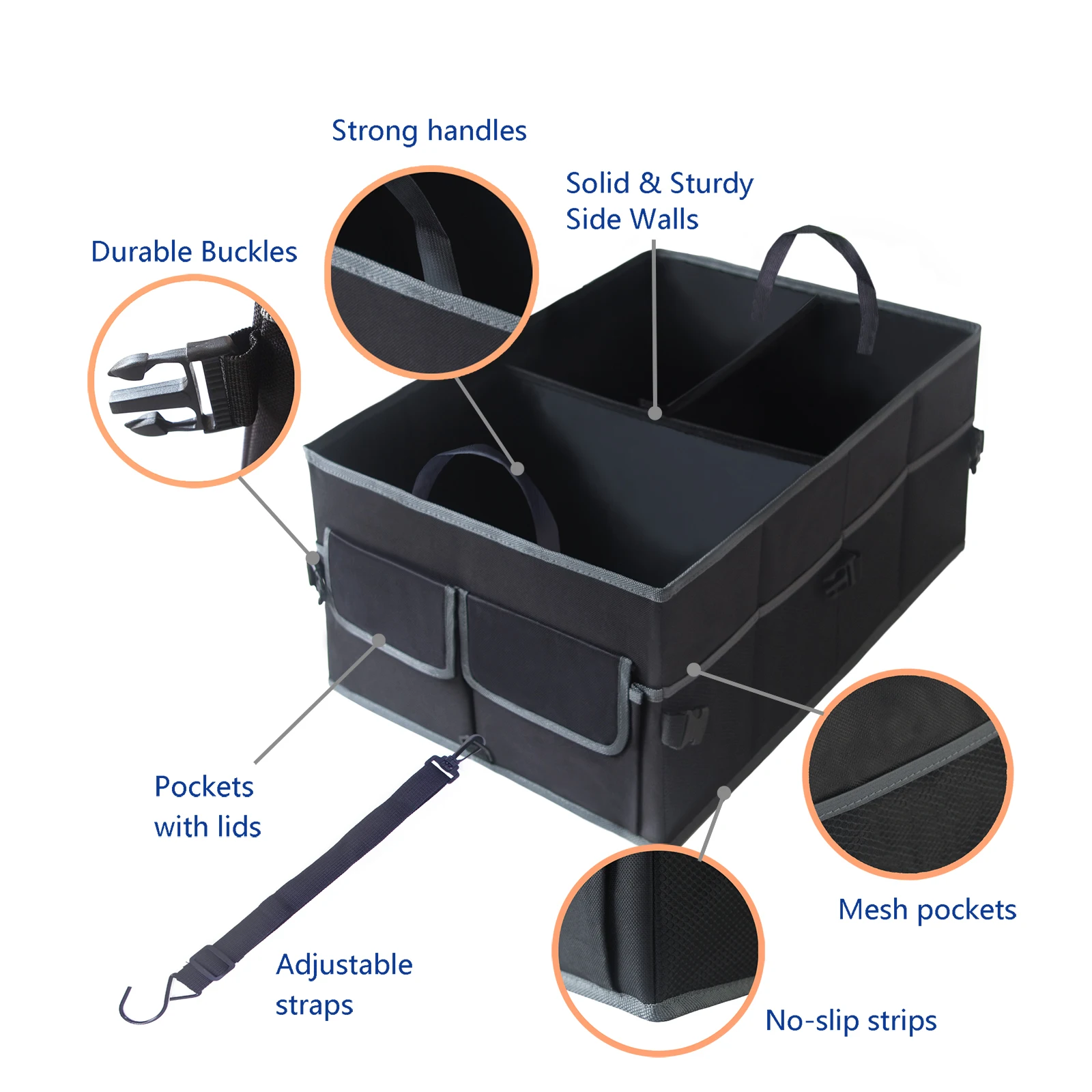 Auto Car Trunk Organizer - Multi-compartments Collapsible Durable Suv Car  Organizer