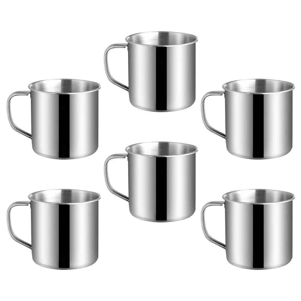 

6 Pcs Stainless Steel Drinking Cup Cups for Kids Campfire Mug Latte Water Coffee Child Unbreakable Glasses Mugs