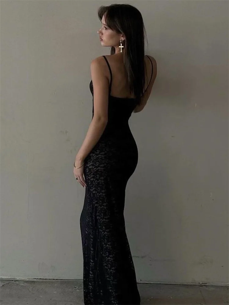 chinese dress ladies These Days Backless Lace Waist Maxi Dress Black main image 0