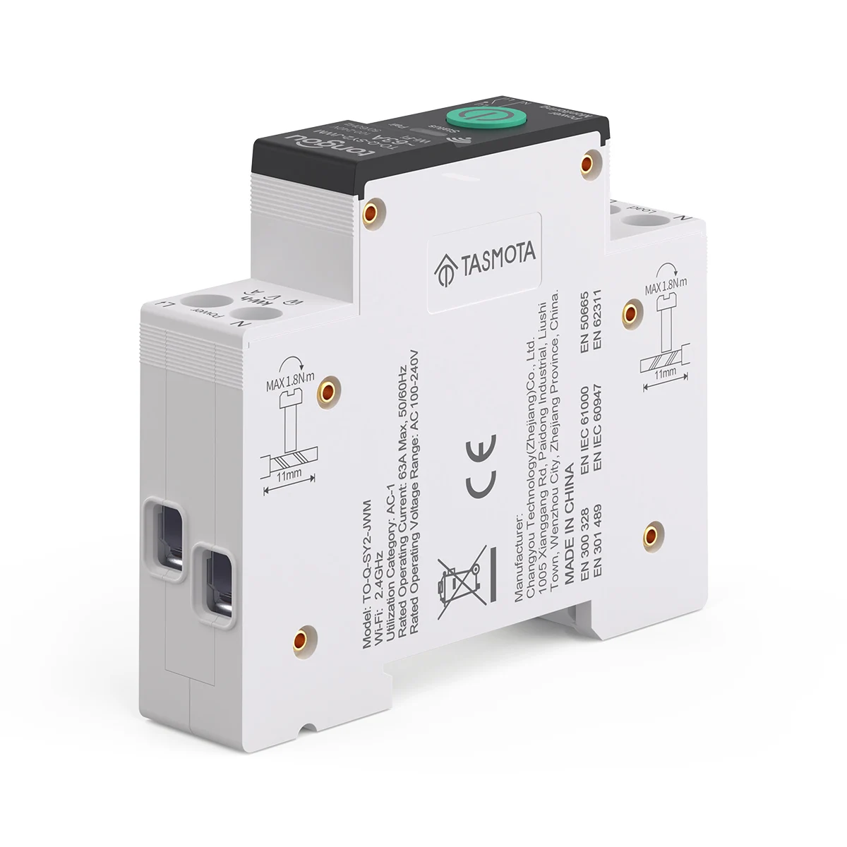 Tasmota WiFi MCB Smart Circuit Breaker Over Current Under Voltage Protection Pow