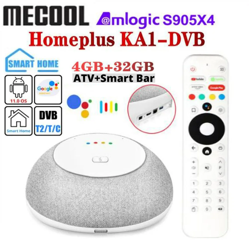 Mecool Ka1 Smart Tv Box S905X4 Quad Core Arm Cortex-A55 Android11 Tv Box 2Gb Ddr4 16Gb Emmc 2.4G/5G Wifi Set Top Box Ka1-Dvb/Ott