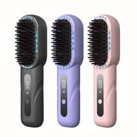 Wireless Straight Curling Hair Comb Heating Negative Ion Hair Straightener Rechargeable Anti-scalding Electric Hair Care Brushes 1