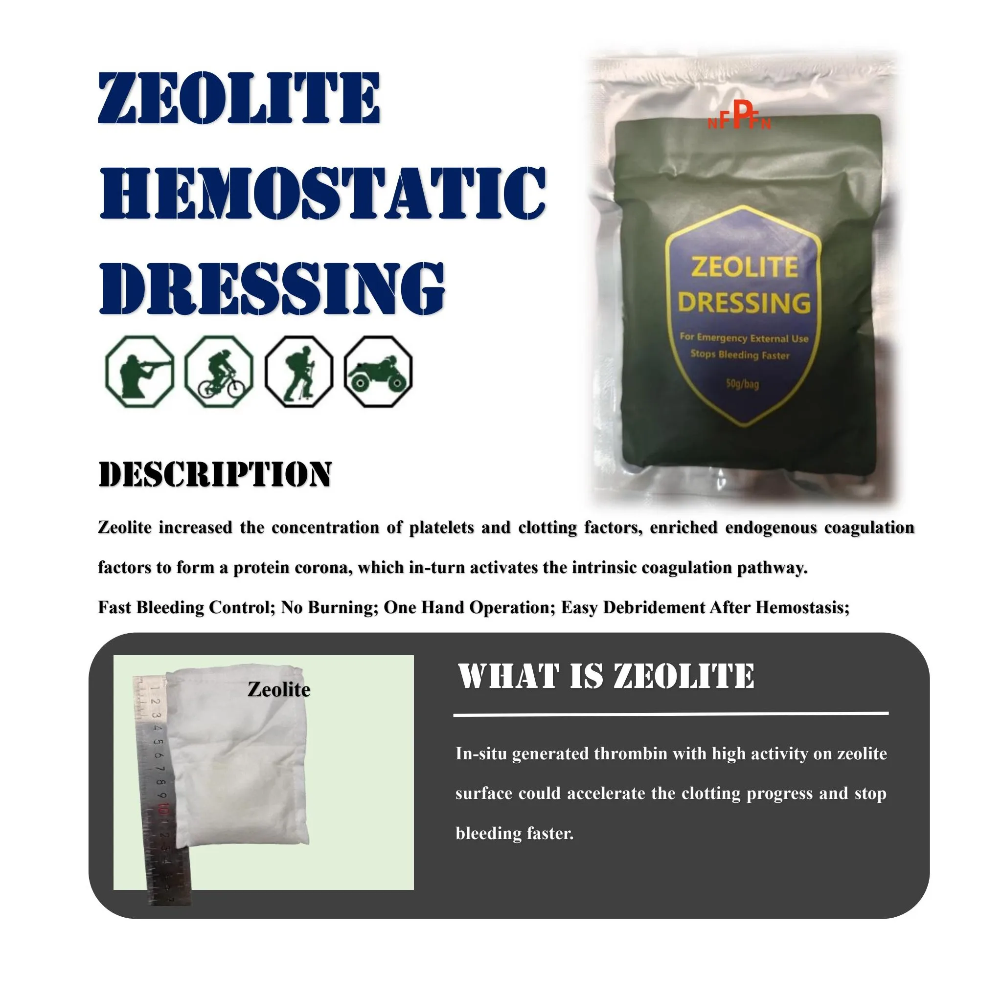 TCCCTacticalZeoliteHemostaticDressingEmergencyOutdoorBindingFixedBandageFirstAidKit