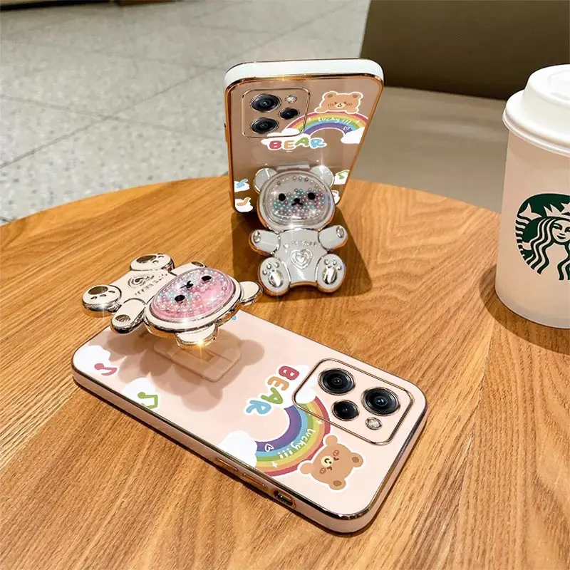 Rainbow Raccoon Holder Plating Phone Case Cover