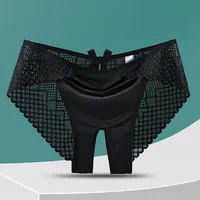 Sous-vêtements Sexy à entrejambe ouvert pour femmes, culotte taille basse, haute élasticité, nœud ajouré, grille, pas besoin de enlever, Breifs fins et doux 1