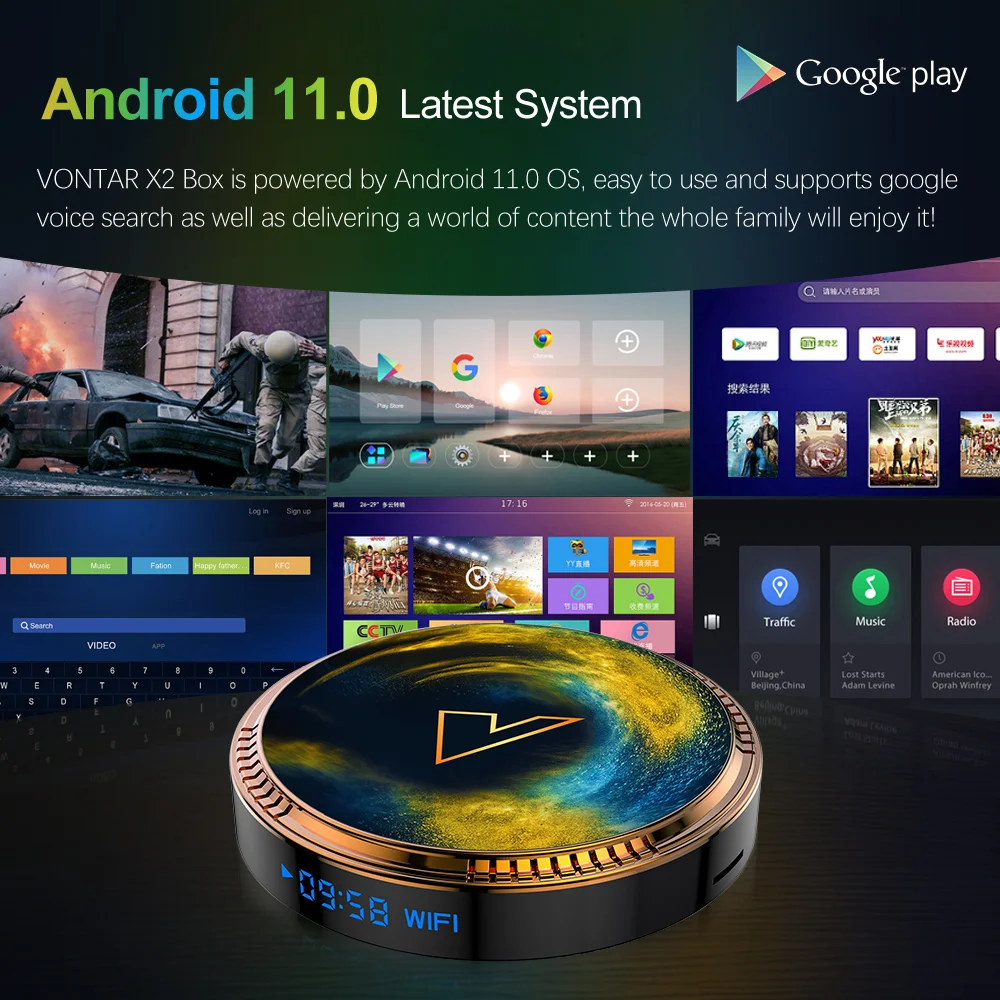 VONTAR X2 4GB 32GB 64GB Smart TV Box Android 11 Amlogic S905W2 2GB 16GB Support 4K 60fps AV1 2.4&5G Wifi BT4.0 Media Player