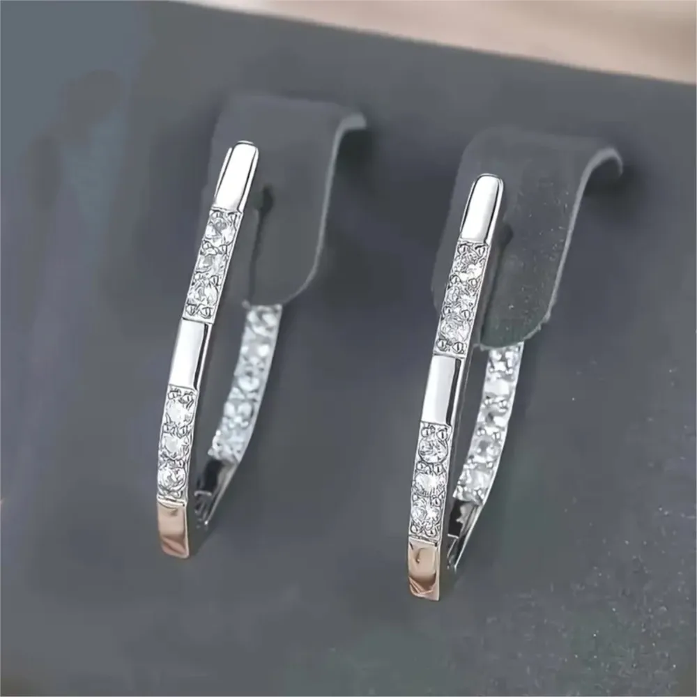 Luxurious Bohemian V-Shaped Pendant Earring for Women Vintage Anti-Allergy Inlaid Zircon Earrings Party Jewelry Gifts