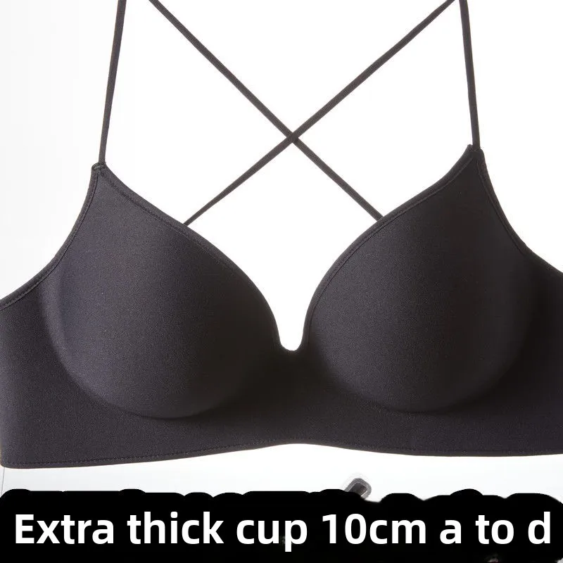 10CM Ultra Thick Push Up Bra for Small Chest Women Wireless Seamless No Side Fat Bra Lift Shape Body Shaper with Invisible Back 3
