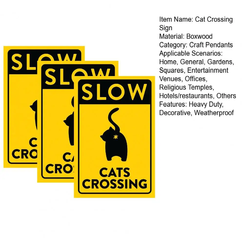 1/2/3Pcs 30*20cm Slow Cats Crossing Sign Wooden Black Kitten Ass Cross Warning Sign Home Farmhouse Wall Sign Decoration Ornament