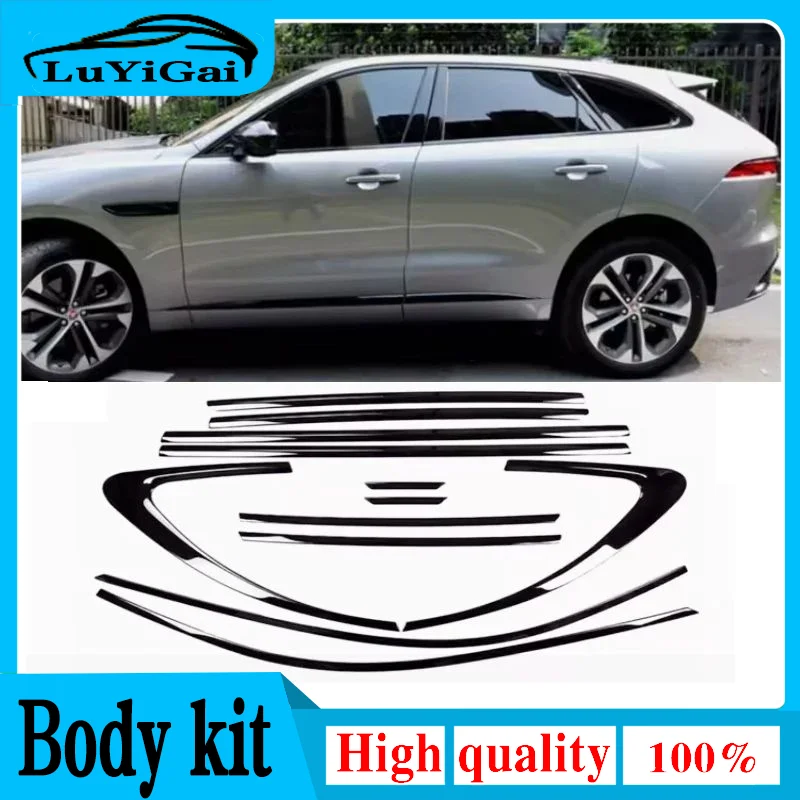 12PCS Gloss Black Car Window Trim Strip Cover Sticker for Jaguar F-Pace-Car Accessories