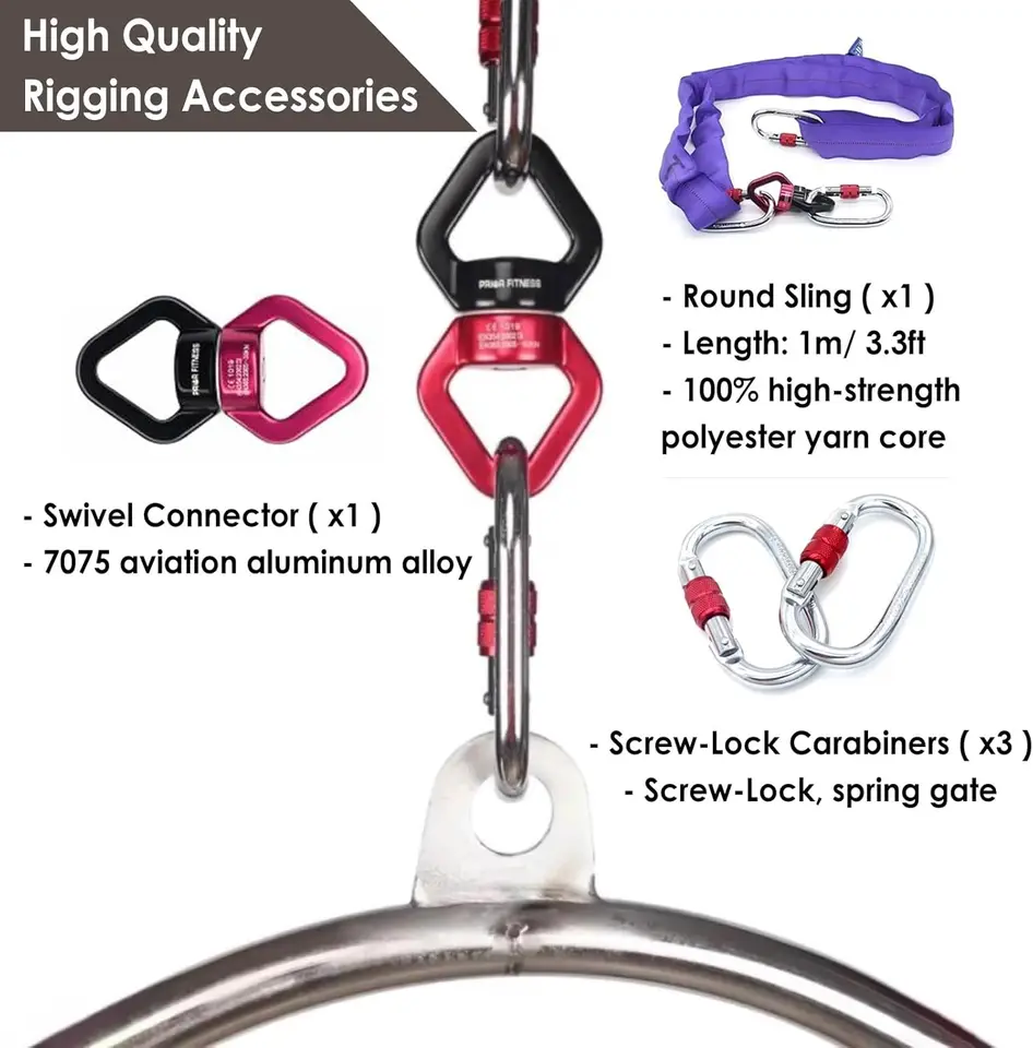 FFYUTING Ensemble De Cerceaux De Danse En Fer Lyra, Cerceau Aérien De Gymnastique à Domicile Avec Matériel De Gréement, équipement De Yoga Aérien De Cirque Suspendu Pour Enfants, Jeunes Et Adultes