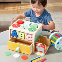 Montessori Wooden Sensory Toy Baby Shape Matching Color Cognition  Permanence Box Kid Music Stick Fine Motor Skill Education Toy 1