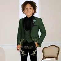 Costume de smoking de mariage pour garçons, 3 pièces, veste à col à visière, pantalon, gilet, ensemble Blazer formel pour enfant, tenue cintrée, costume garcon mariage 6