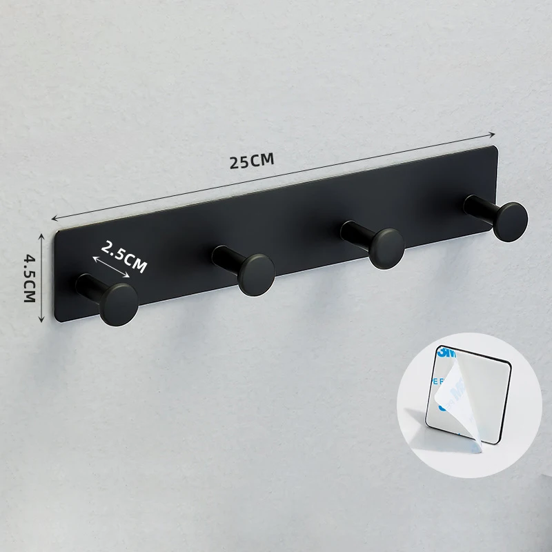 Sleek Wall-Mounted Stainless Steel Coat Rack with Adhesive Hooks for Hats, Towels, and Clothes
