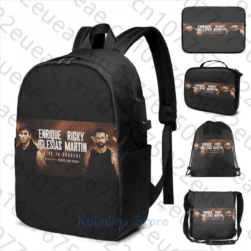 

Забавный рюкзак с графическим принтом Энрике Тур 2020, с USB-зарядкой, мужские школьные сумки, женская сумка, дорожная сумка для ноутбука