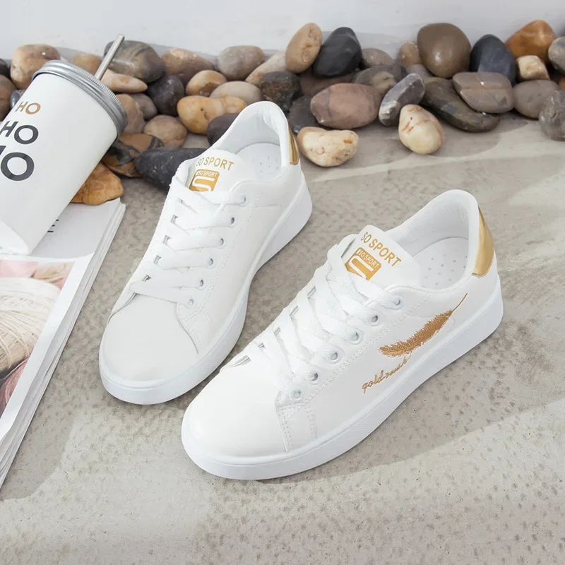 Leafage Embroidery Sneakers Women's Vulcanized Shoes Breathable Platform Shoes Casual Spring Summer White Women Sneakers
