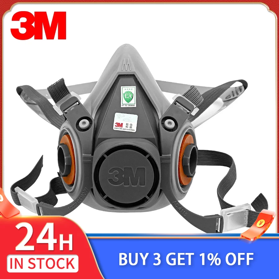 3M 6200 Gas Mask for Spray Paint Decoration Chemical Dust Mask Body Protect Toxic Steam Filter Respirator Reusable Half Mask