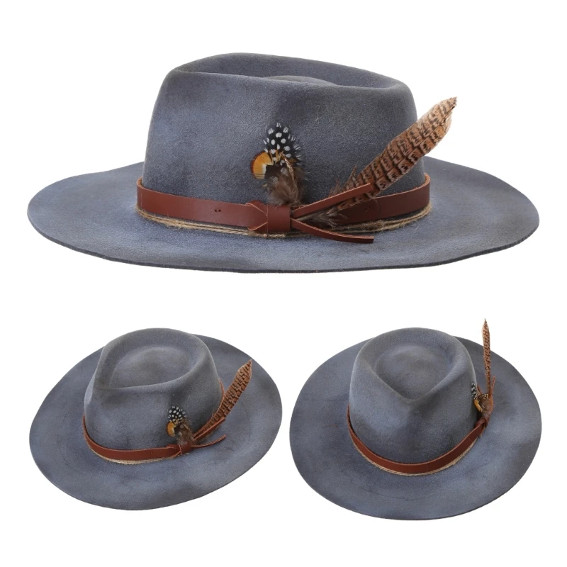 

Wool Fedora Western Short Brim Hat for Women Men Photo Props Western Fedora for Men Women Unisex Wear Dropship
