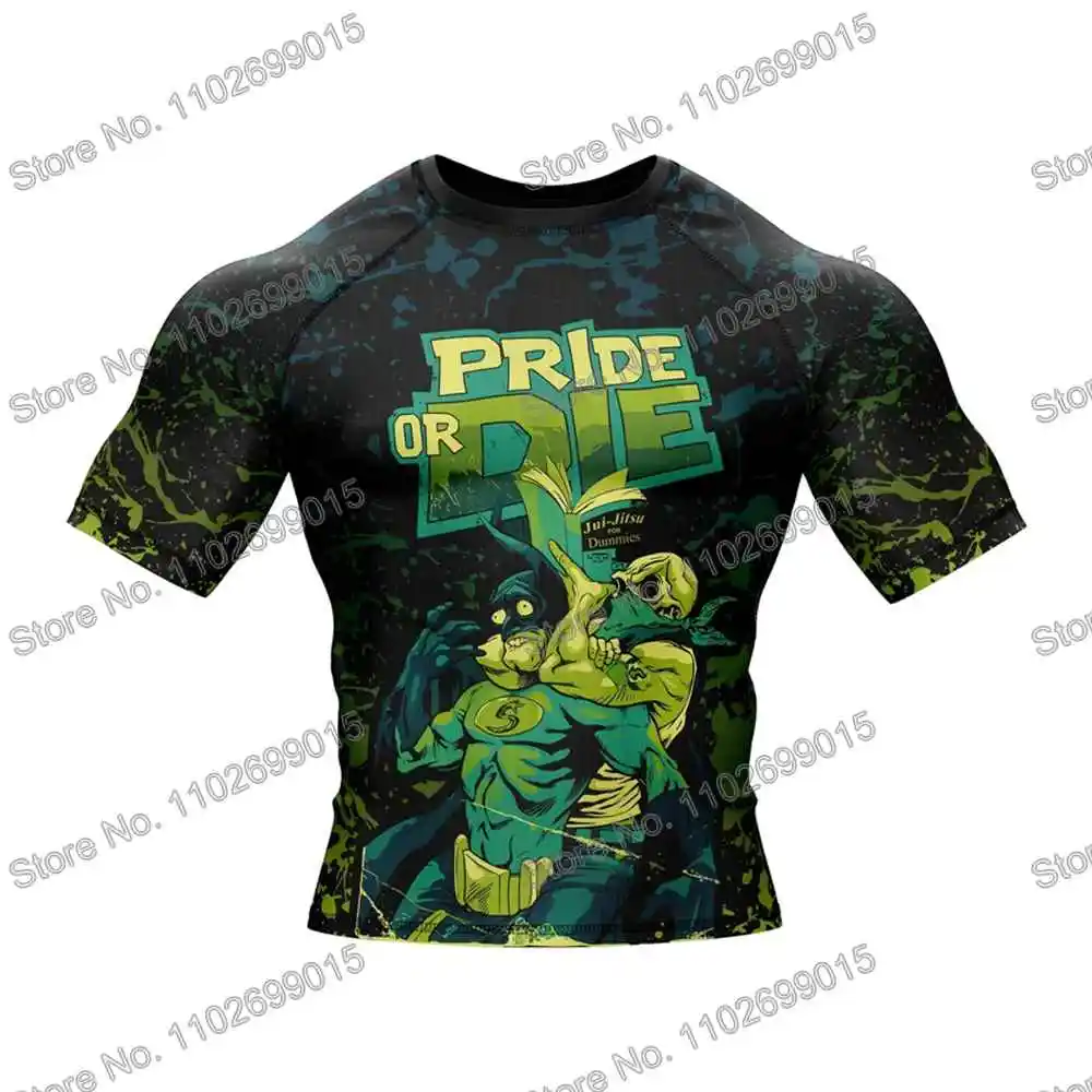 Pride Or Die Rash Guard Surf Clothing BJJ MMA Men Short Sleeve Diving T-Shirt Tight Swimwear Summer Beach Floatsuit Women GYM