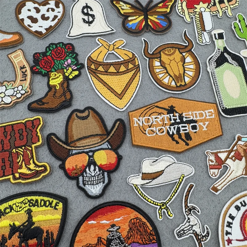 Western Cowboy Patch Embroidered Patches DIY Iron On Patches For ...