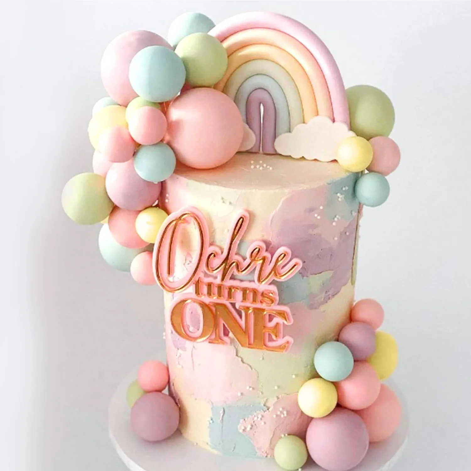 Topper torta di compleanno arcobaleno personalizzata stampabile, topper torta fai-da-te in carta, decorazione per festa arcobaleno, topper torta di compleanno, download digitale - Italia