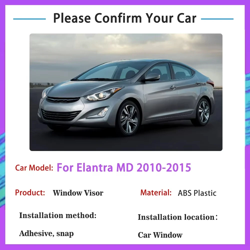Window Visor For Hyundai Elantra MD 2012 Accessories Avante i35 Elantra 2011-2015 Rain Guard Deflector Awning Trim Rain Shield