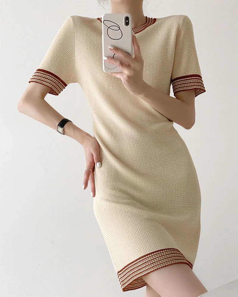 Casual Knit Dresses Summer Women Knit Dress Elegant Short Knit