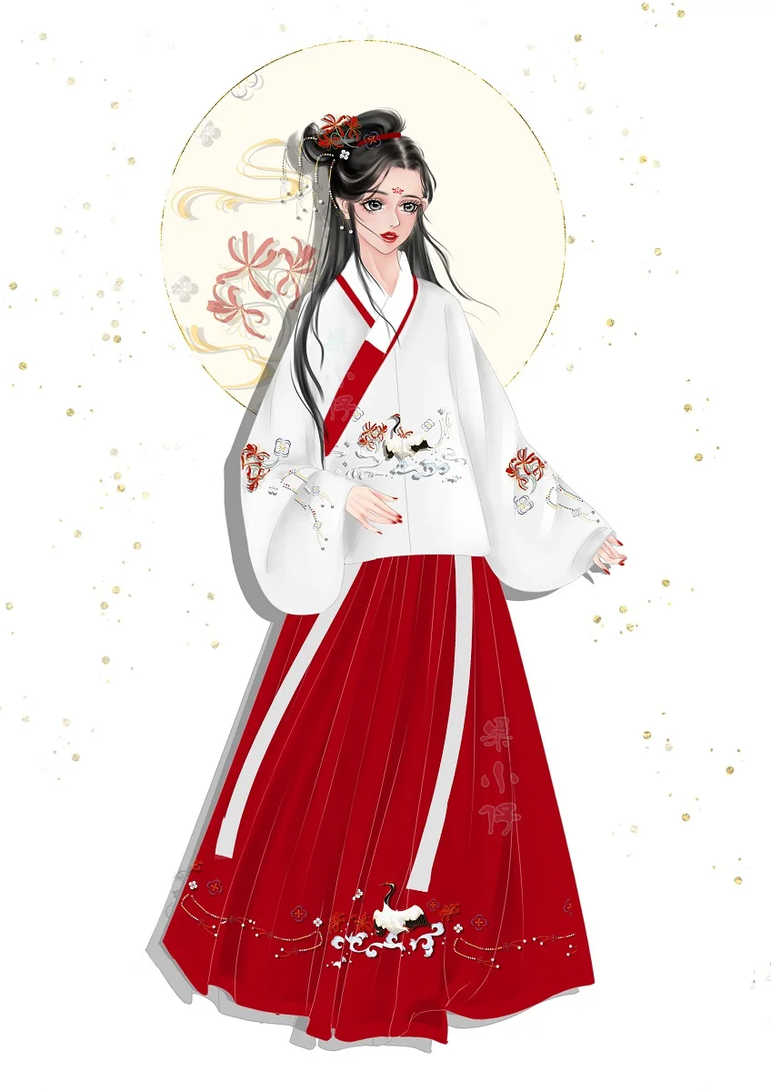 Традиционная одежда модные красные юбки Hanfu с вышивкой и узором для женщин