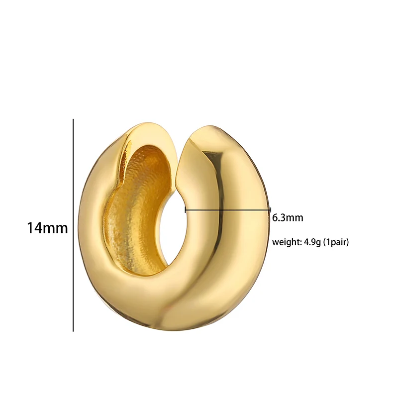 Ear Clip Earrings Clip Earrings Ear Clip Ear Accessories Gold Color Round Ear Cuff Clip on Earrings for Women