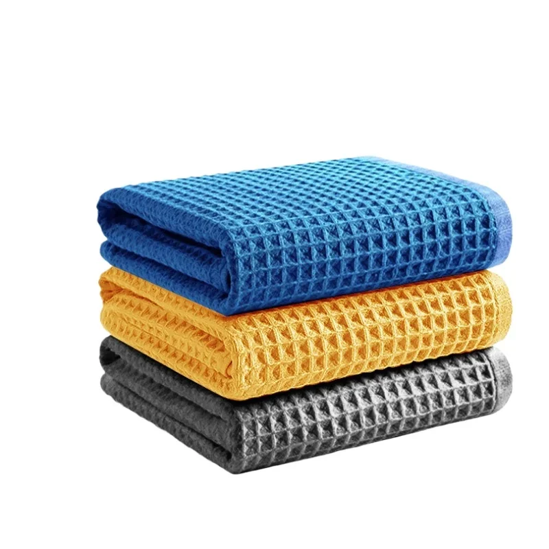 Car Wash Towel Glass Cleaning Water Drying Microfiber Window Clean Wipe Auto Detailing Waffle Weave for Kitchen Bath Home Office 6