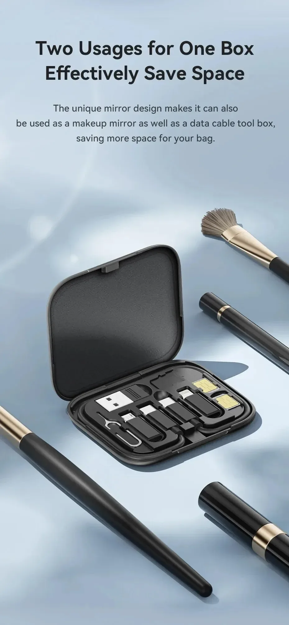 60W USB C To USB Type C Cable 4 in 1 Multifunction Data Cord Storage Box For iPhone Samsung Xiaomi Micro USB Fast Charging Cable