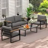 Metal Patio Conversation Sets with Washable and High-Resiliency Sponge Cushions, Garden Sofas 1