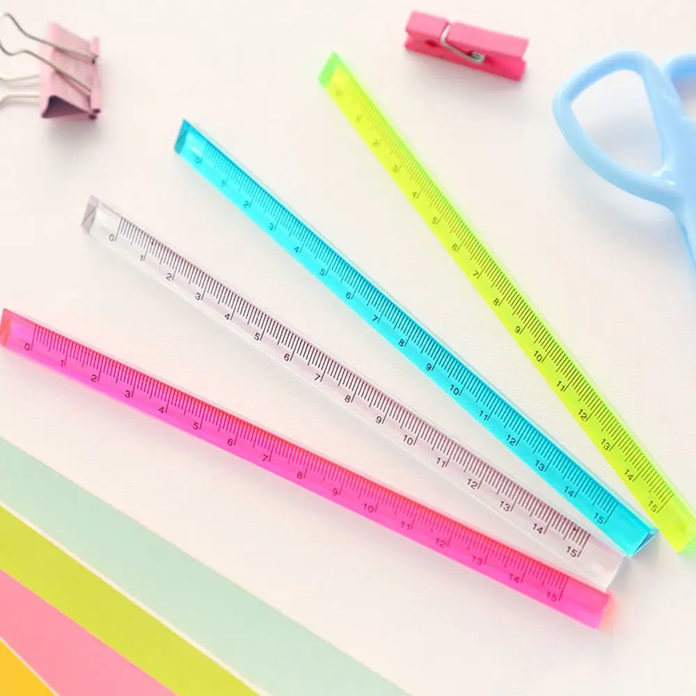 Metal Aluminum Transparent Measuring Scale Crystal 20cm Triangular Ruler Kids Gift Stationery Supplies Drafting Accessories