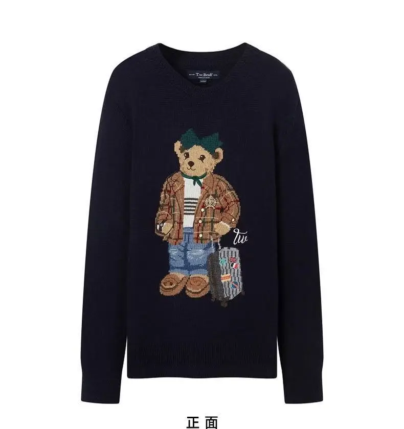 

Вязаные Пуловеры с изображением медведя для женщин, весенний белый свитер с изображением мультяшного медведя, y2k, топы, женские свитера, одежда