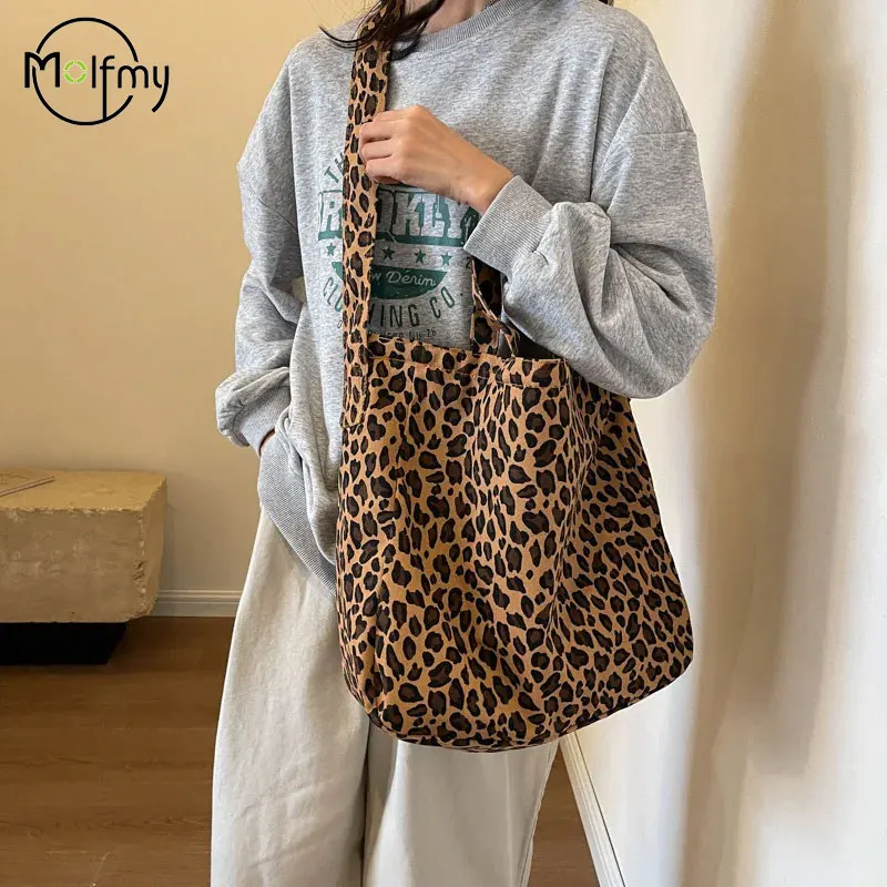 Leopard Design Tote Bag Korean Fashion Large Capacity