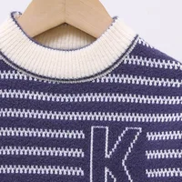 2024 Winter Children's Sweaters Striped Warm Pullover Clothes Kids Boys Long Sleeve Knitted Sweater Baby Thick knitwear 5