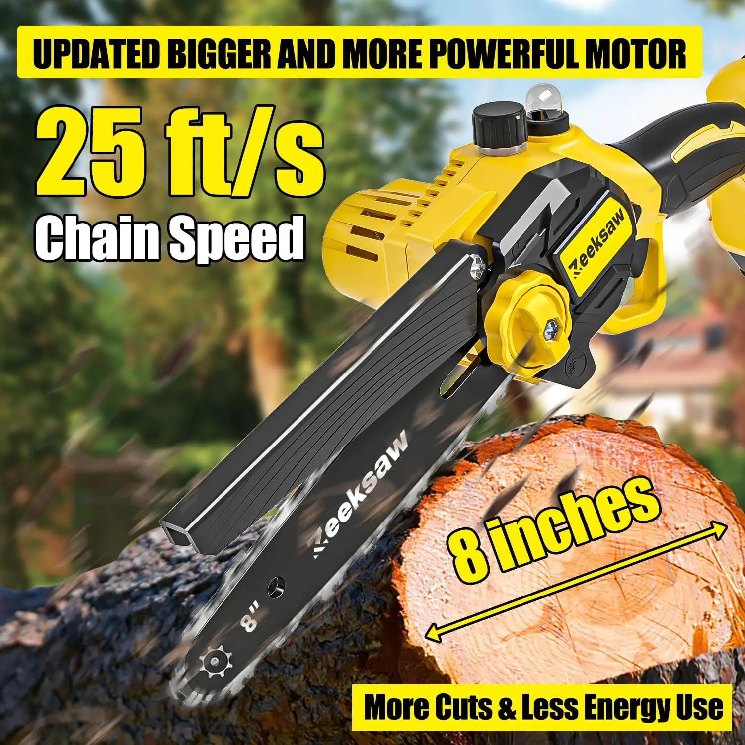 Tool-Free Chain Adjustment, 21V MAX* Rechargeable Cordless Chainsaw with Battery and 2