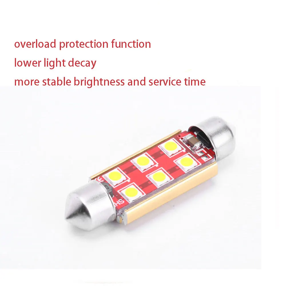 Car Interior Light Bulbs 41mm 12V SMD-1W 6LED Auto RV Interior Dome Lamp Reading Bulbs Universal 2pcs